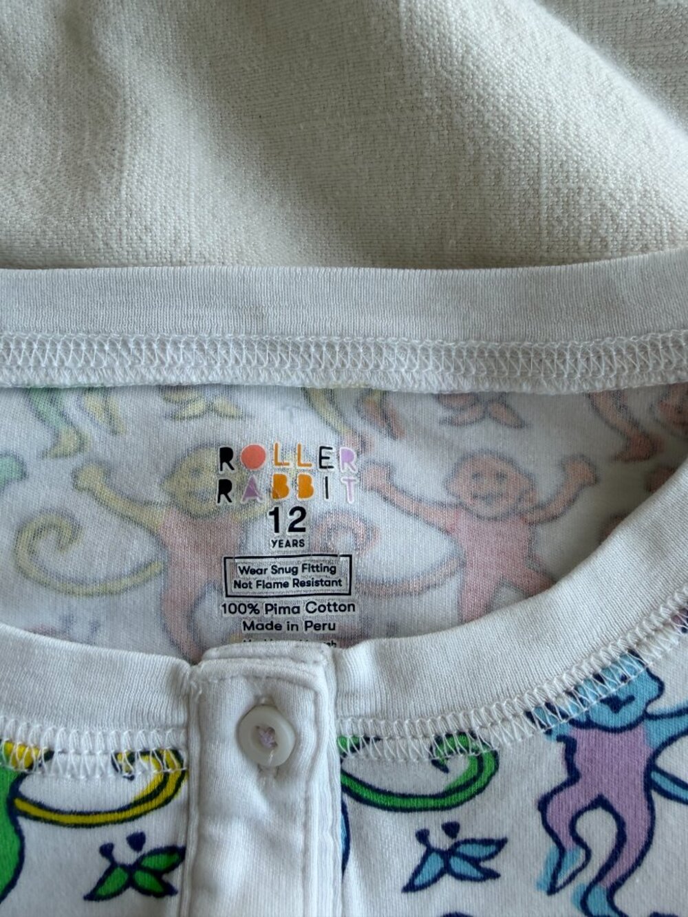 Girls Roller Rabbit Long Sleeve Monkey Print Pajama Set - Picture 3 of 5